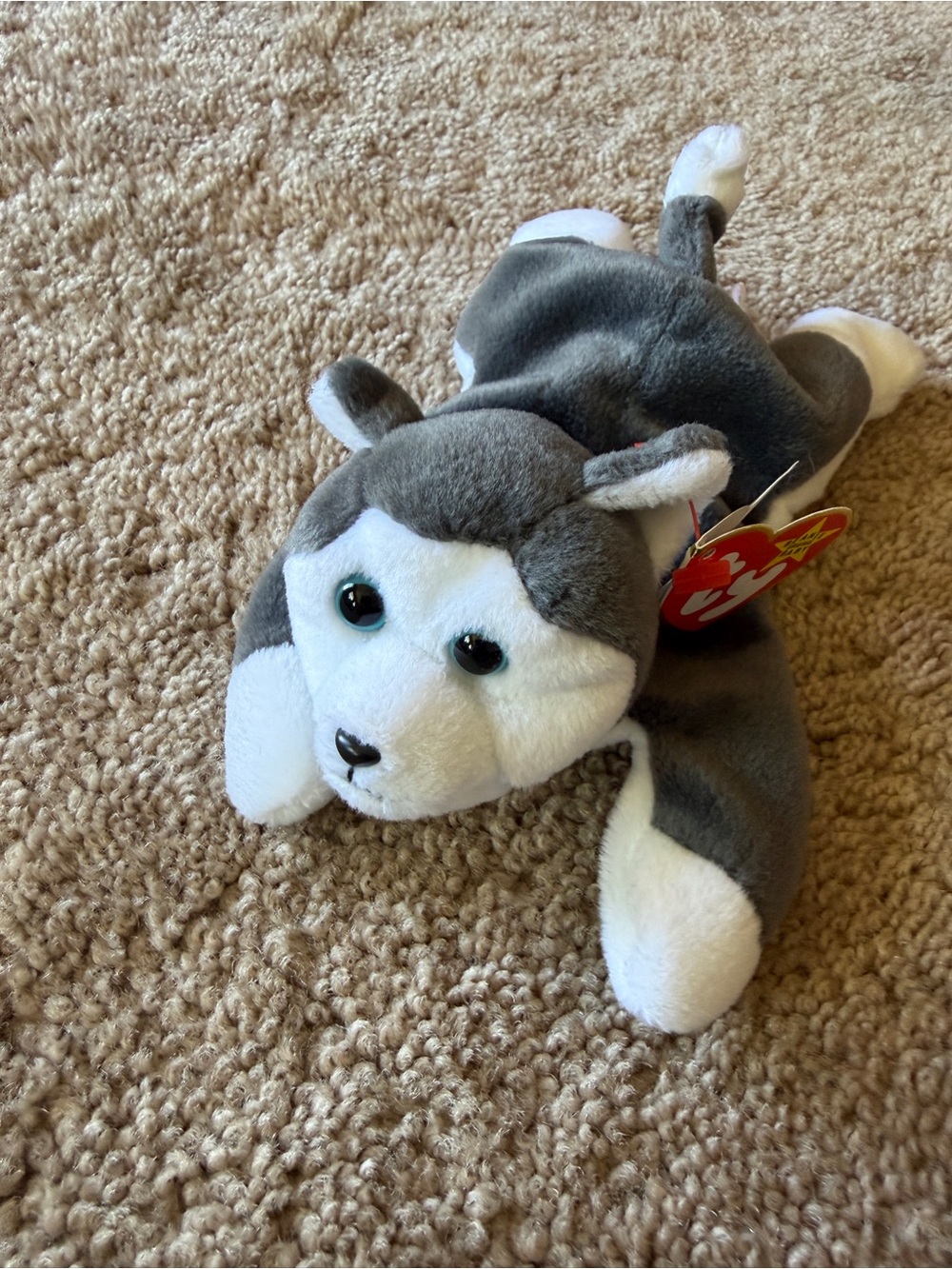 Ty Nanook Beanie Baby Gray & White Husky Plush Dog